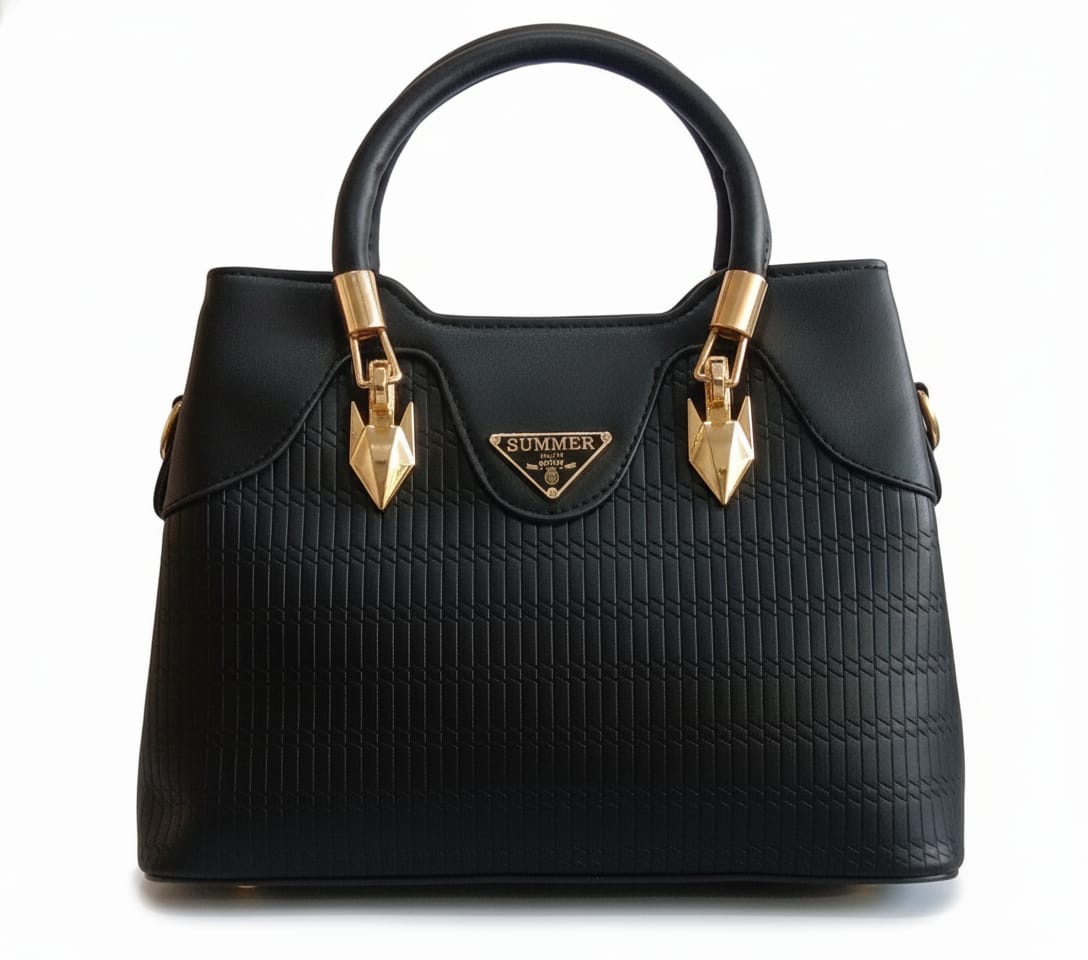chic faux leather satchel with gold accents handbag