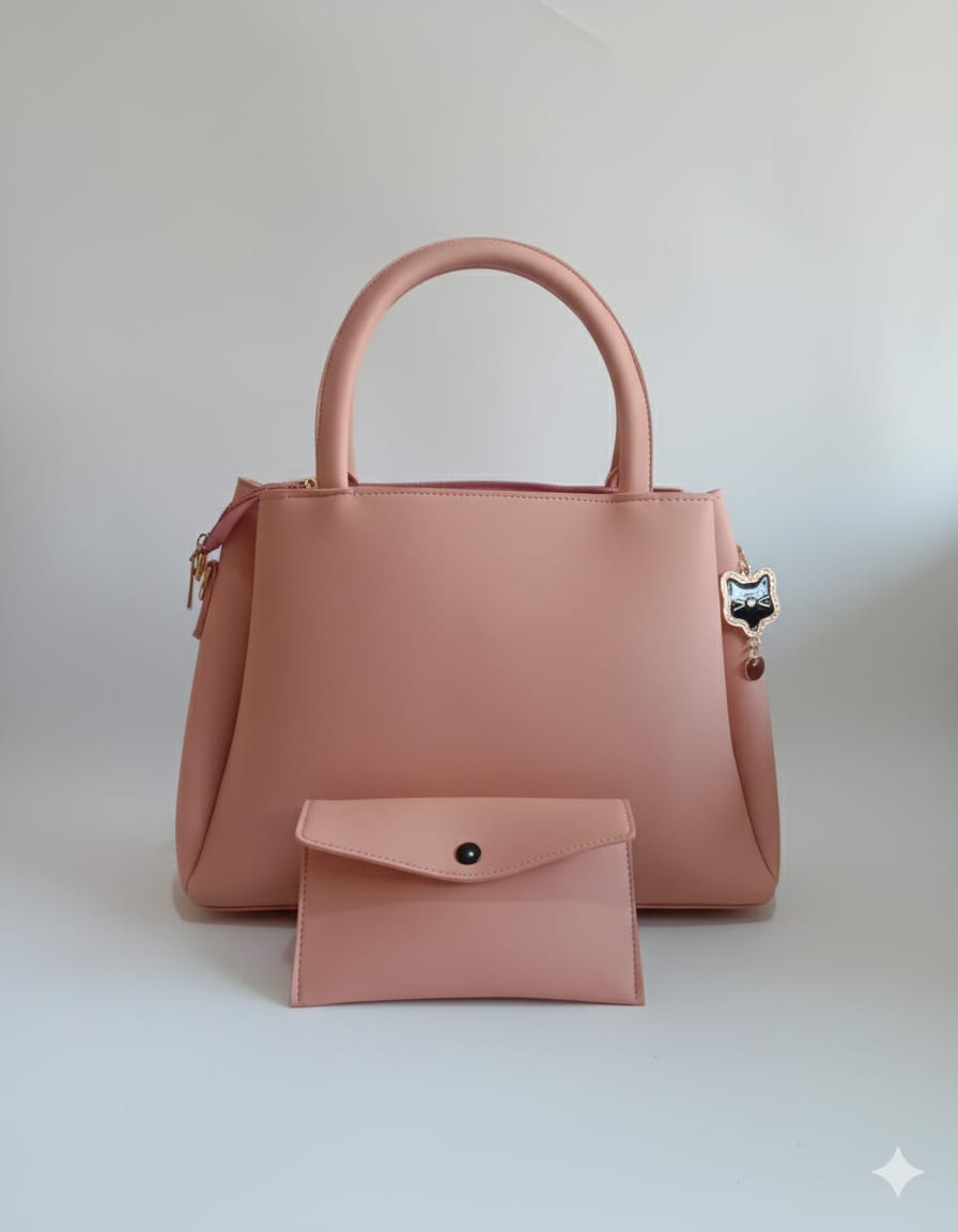 cerulean blue and pink textured top handle bag with wallet companion