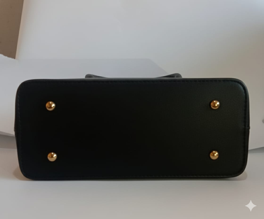 chic faux leather satchel with gold accents handbag