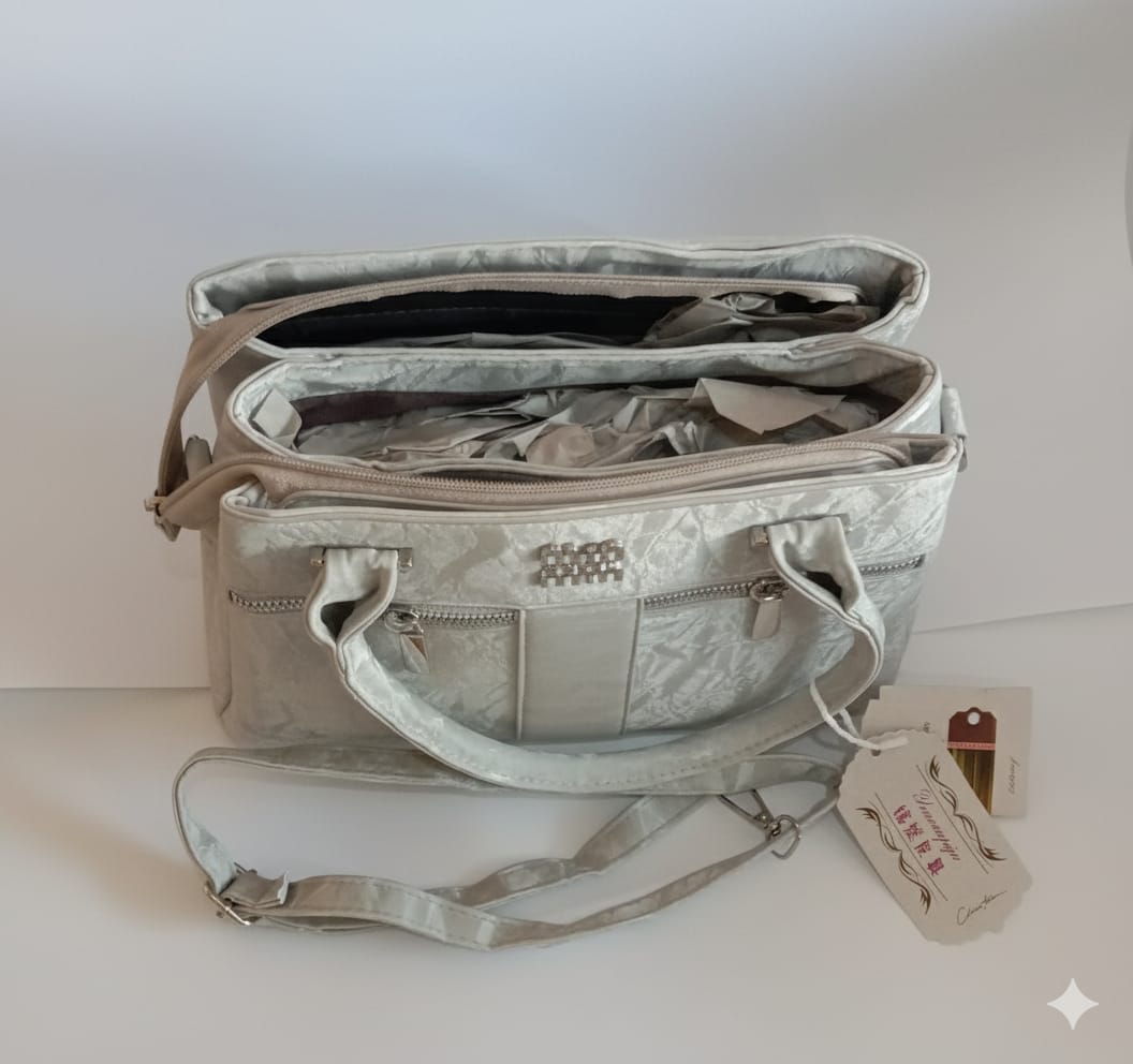 nazukta saga chick sky blue and whITE textured satchel handbag with crossbody strap